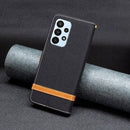 For Samsung Galaxy A23 5G Color Matching Denim Texture Leather Phone Case(Black)