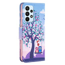 For Samsung Galaxy A23 5G Colored Drawing Pattern Flip Leather Phone Case(Owl)