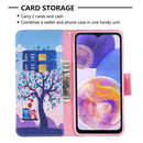 For Samsung Galaxy A23 5G Colored Drawing Pattern Flip Leather Phone Case(Owl)