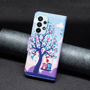 For Samsung Galaxy A23 5G Colored Drawing Pattern Flip Leather Phone Case(Owl)