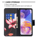 For Samsung Galaxy A23 5G Colored Drawing Pattern Flip Leather Phone Case(Lotus)