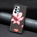 For Samsung Galaxy A23 5G Colored Drawing Pattern Flip Leather Phone Case(Lotus)