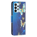 For Samsung Galaxy A23 5G Colored Drawing Pattern Flip Leather Phone Case(Gold Butterfly)