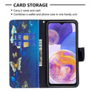 For Samsung Galaxy A23 5G Colored Drawing Pattern Flip Leather Phone Case(Gold Butterfly)