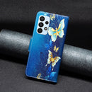 For Samsung Galaxy A23 5G Colored Drawing Pattern Flip Leather Phone Case(Gold Butterfly)