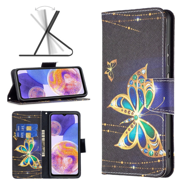For Samsung Galaxy A23 5G Colored Drawing Pattern Flip Leather Phone Case(Big Butterfly)