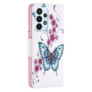 For Samsung Galaxy A23 5G Colored Drawing Pattern Flip Leather Phone Case(Peach Blossom Butterfly)