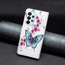 For Samsung Galaxy A23 5G Colored Drawing Pattern Flip Leather Phone Case(Peach Blossom Butterfly)