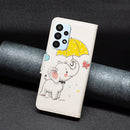 For Samsung Galaxy A23 5G Colored Drawing Pattern Flip Leather Phone Case(Umbrella Elephant)