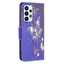 For Samsung Galaxy A23 5G Colored Drawing Pattern Flip Leather Phone Case(Purple Butterfly)