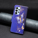For Samsung Galaxy A23 5G Colored Drawing Pattern Flip Leather Phone Case(Purple Butterfly)
