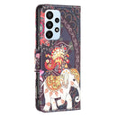For Samsung Galaxy A23 5G Colored Drawing Pattern Flip Leather Phone Case(Flowers Elephant)