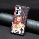 For Samsung Galaxy A23 5G Colored Drawing Pattern Flip Leather Phone Case(Flowers Elephant)