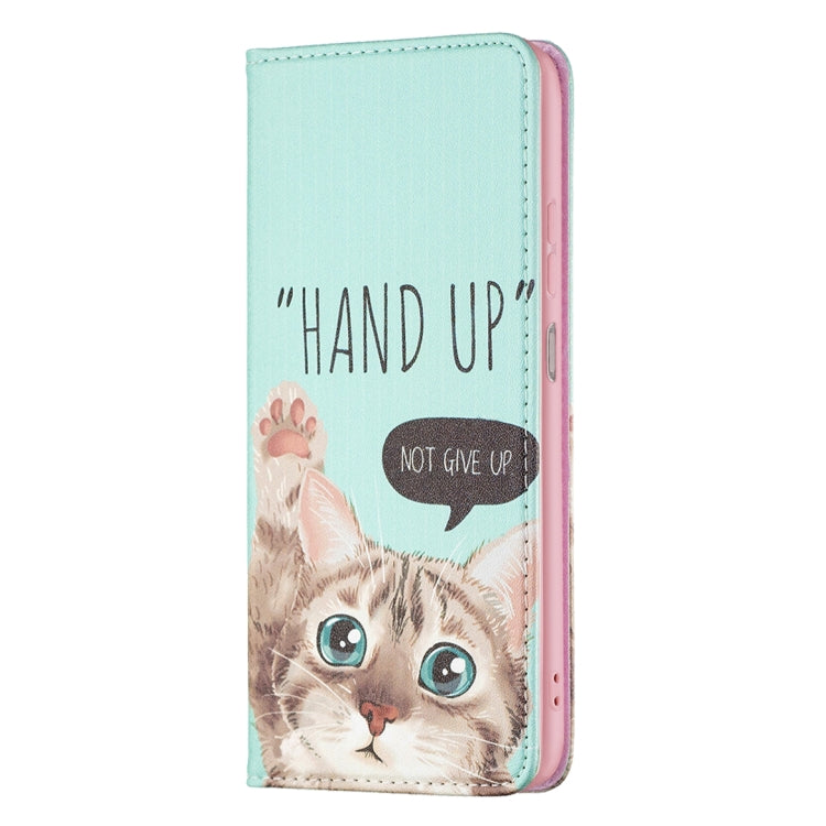 For Samsung Galaxy A23 5G Invisible Magnetic Painted Leather Phone Case(Cat)