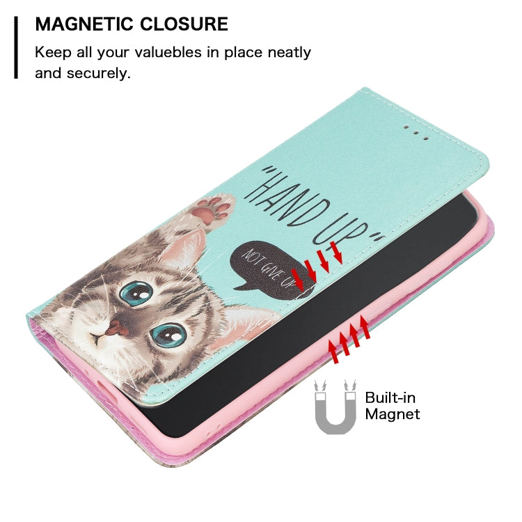 For Samsung Galaxy A23 5G Invisible Magnetic Painted Leather Phone Case(Cat)