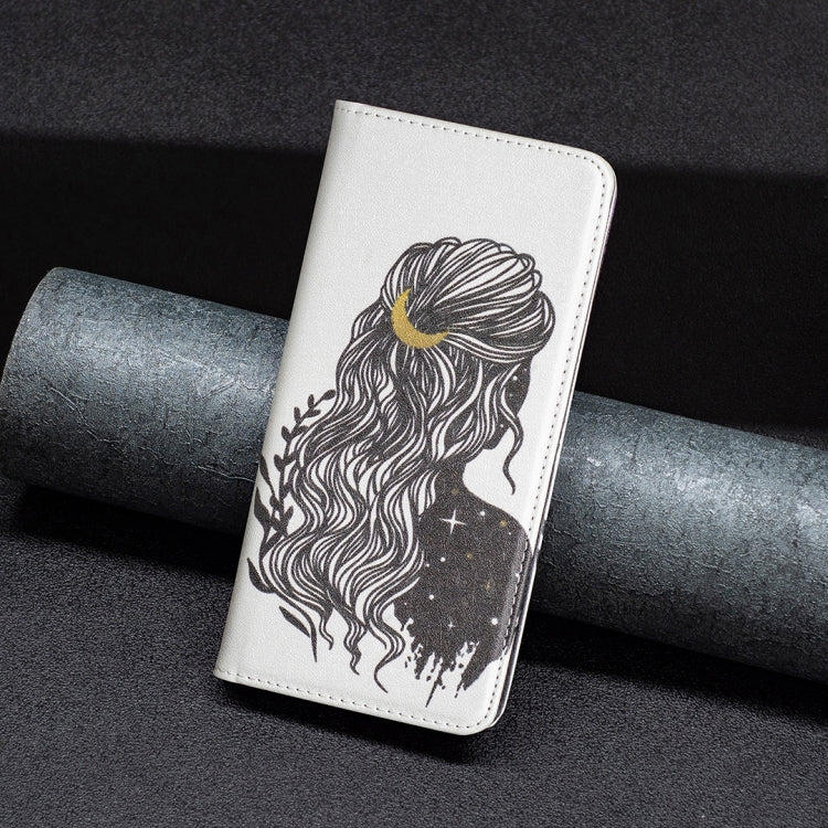 For Samsung Galaxy A23 5G Invisible Magnetic Painted Leather Phone Case(Girl)