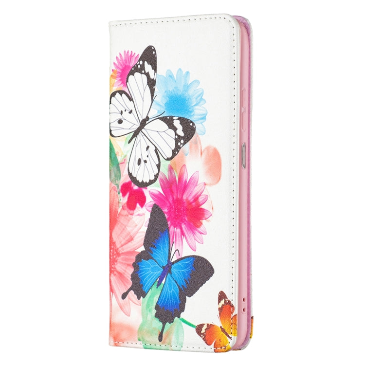 For Samsung Galaxy A23 5G Invisible Magnetic Painted Leather Phone Case(Two Butterflies)