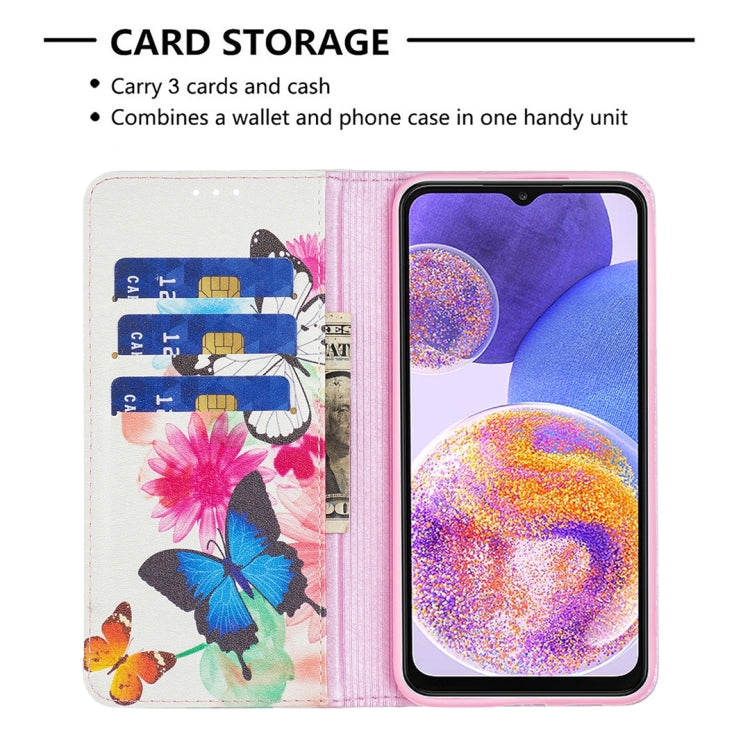For Samsung Galaxy A23 5G Invisible Magnetic Painted Leather Phone Case(Two Butterflies)