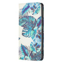 For Samsung Galaxy A23 5G Invisible Magnetic Painted Leather Phone Case(Blue Leaves)