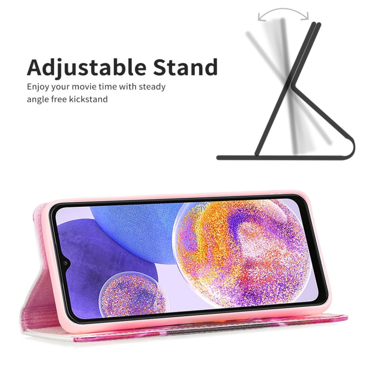 For Samsung Galaxy A23 5G Invisible Magnetic Painted Leather Phone Case(Sun Flower)