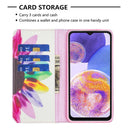 For Samsung Galaxy A23 5G Invisible Magnetic Painted Leather Phone Case(Sun Flower)
