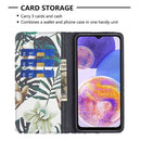 For Samsung Galaxy A23 5G Invisible Magnetic Painted Leather Phone Case(Red Leaves)