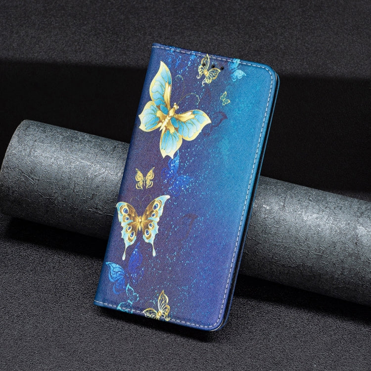 For Samsung Galaxy A23 5G Invisible Magnetic Painted Leather Phone Case(Gold Butterflies)