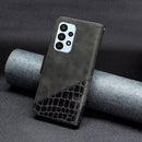 For Samsung Galaxy A23 5G Matching Color Crocodile Texture Leather Phone Case(Black)