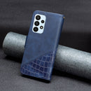 For Samsung Galaxy A23 5G Matching Color Crocodile Texture Leather Phone Case(Blue)