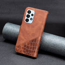 For Samsung Galaxy A23 5G Matching Color Crocodile Texture Leather Phone Case(Brown)