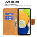 For Samsung Galaxy A03 166mm Lambskin Texture Pure Color Flip Leather Phone Case(Yellow)