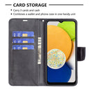 For Samsung Galaxy A03 166mm Lambskin Texture Pure Color Flip Leather Phone Case(Black)