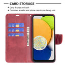 For Samsung Galaxy A03 166mm Lambskin Texture Pure Color Flip Leather Phone Case(Red)