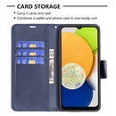 For Samsung Galaxy A03 166mm Lambskin Texture Pure Color Flip Leather Phone Case(Blue)