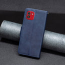 For Samsung Galaxy A03 166mm Lambskin Texture Pure Color Flip Leather Phone Case(Blue)