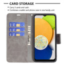For Samsung Galaxy A03 166mm Lambskin Texture Pure Color Flip Leather Phone Case(Grey)