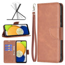 For Samsung Galaxy A03 166mm Lambskin Texture Pure Color Flip Leather Phone Case(Brown)
