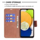 For Samsung Galaxy A03 166mm Lambskin Texture Pure Color Flip Leather Phone Case(Brown)