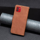 For Samsung Galaxy A03 166mm Lambskin Texture Pure Color Flip Leather Phone Case(Brown)