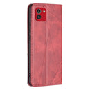 For Samsung Galaxy A03 166mm Rhombus Texture Magnetic Leather Phone Case(Red)