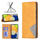 For Samsung Galaxy A03 166mm Rhombus Texture Magnetic Leather Phone Case(Yellow)