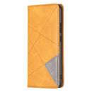 For Samsung Galaxy A03 166mm Rhombus Texture Magnetic Leather Phone Case(Yellow)
