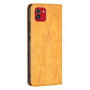 For Samsung Galaxy A03 166mm Rhombus Texture Magnetic Leather Phone Case(Yellow)