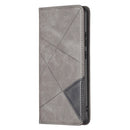For Samsung Galaxy A03 166mm Rhombus Texture Magnetic Leather Phone Case(Grey)