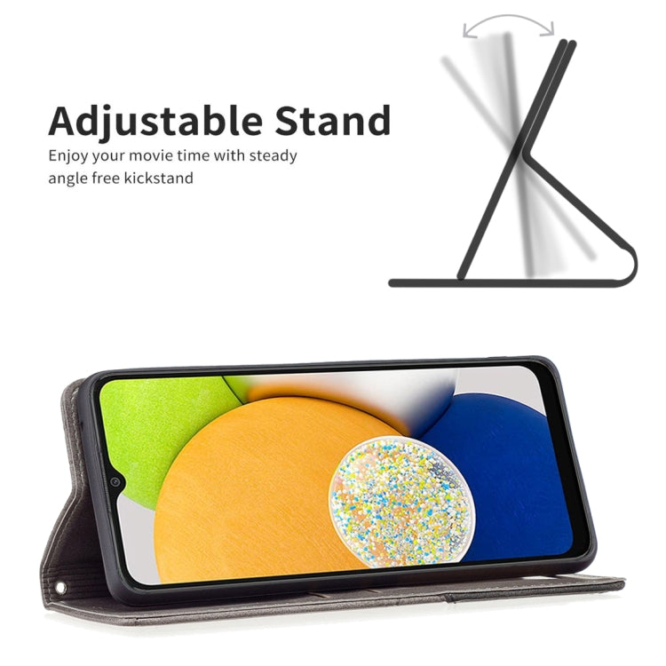 For Samsung Galaxy A03 166mm Rhombus Texture Magnetic Leather Phone Case(Grey)
