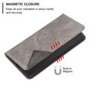For Samsung Galaxy A03 166mm Rhombus Texture Magnetic Leather Phone Case(Grey)