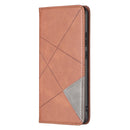 For Samsung Galaxy A03 166mm Rhombus Texture Magnetic Leather Phone Case(Brown)