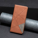 For Samsung Galaxy A03 166mm Rhombus Texture Magnetic Leather Phone Case(Brown)