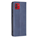 For Samsung Galaxy A03 166mm Rhombus Texture Magnetic Leather Phone Case(Blue)