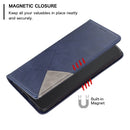 For Samsung Galaxy A03 166mm Rhombus Texture Magnetic Leather Phone Case(Blue)